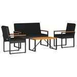 vidaXL Ensemble de meubles d'extérieur 4 pc Noir polyrotin