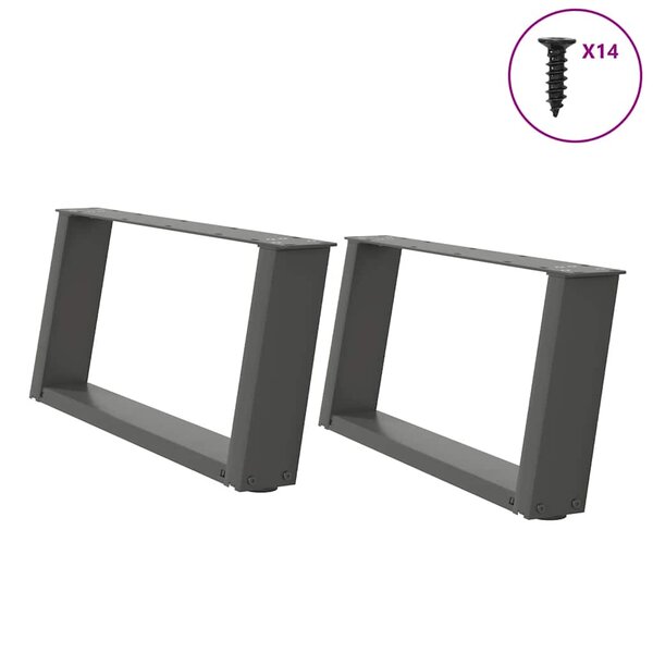 vidaXL Pieds de table basse en U 2 pièces Anthracite 60 x (30-31) cm Acier