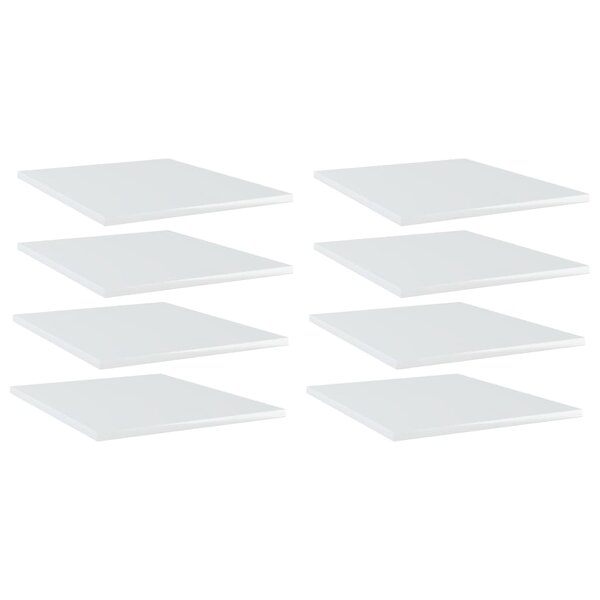 vidaXL Panneaux de bibliothèque 8 Pièces blanc brillant bois d’ingénierie