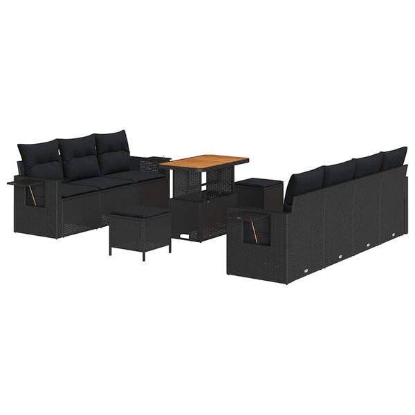 vidaXL Ensemble de canapé de jardin 10 Pièces Noir 90 x 55 x 71 cm