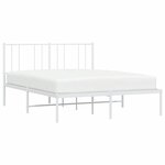vidaXL Cadre de lit métal sans matelas et tête de lit blanc 150x200 cm