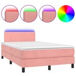 vidaXL Sommier à lattes de lit avec matelas LED Rose 120x200cm Velours