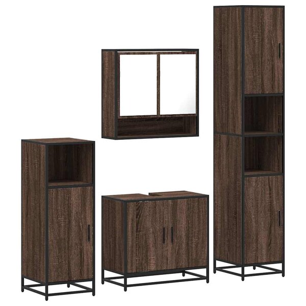 vidaXL Ensemble de meubles de salle de bain 4 Pièces chêne marron