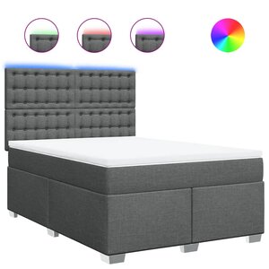 vidaXL Sommier à lattes de lit avec matelas Gris foncé 160x200cm Tissu