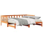 vidaXL Lit Pull-out de Jour Brun cire 203.5 x 164 x 66 cm Pin massif