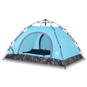 vidaXL Tente de camping 4 personnes bleu libération rapide