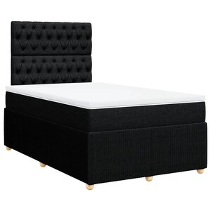 vidaXL Sommier à lattes de lit avec matelas noir 120x190 cm tissu