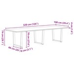 vidaXL Table à manger avec bord naturel 320x100x74cm bois massif chêne