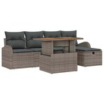 vidaXL Ensemble de canapé de jardin avec coussin 6 Pièces Gris Poly rotin