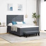 vidaXL Lit à ressorts avec matelas Gris foncé 140 x 200 cm Velours
