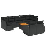 vidaXL Salon de jardin 10 Pièces avec coussins noir résine tressée