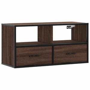 vidaXL Meuble TV chêne marron 80x31x39 5 cm bois d'ingénierie et métal