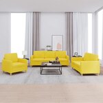 vidaXL Ensemble de canapés 3 Pièces avec coussins Jaune clair Tissu