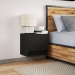 vidaXL Table de chevet murale avec lumières LED noir