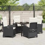 vidaXL Ensemble de salle à manger de jardin 5 pièces avec des coussins en poly rattan noir.
