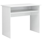 Bureau table poste de travail meuble d'ordinateur informatique étude brillant 90 x 50 x 74 cm bois d'ingénierie blanc 02_0023554