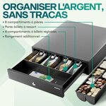 ACROPAQ Tiroir Caisse 42x41x10 cm- Compatible avec Caisse Enregistreuse RJ11  8 compartiments Monnaie & 4 billets  Métal Robuste