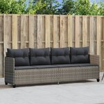 vidaXL Chaise longue avec coussins gris résine tressée