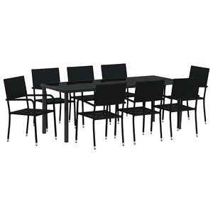 vidaXL Ensemble de salle à manger pour jardin 9 Pièces Noir polyrotin