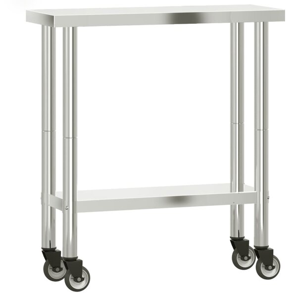 vidaXL Table de travail de cuisine avec roues 82 5x30x85 cm inox