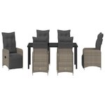 vidaXL Ensemble de salle à manger de jardin 7 pièces avec coussins en poly rattan gris.