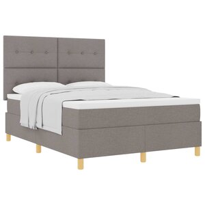 vidaXL Lit à ressorts avec matelas Taupe 140 x 200 cm tissu