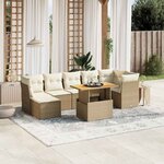 vidaXL Salon de jardin avec coussins 8 Pièces beige résine tressée