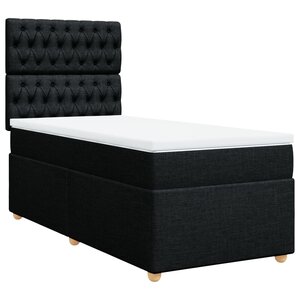 vidaXL Sommier à lattes de lit avec matelas Noir 90x190 cm Tissu