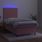 vidaXL Sommier à lattes de lit avec matelas LED Rose 90x200 cm Velours