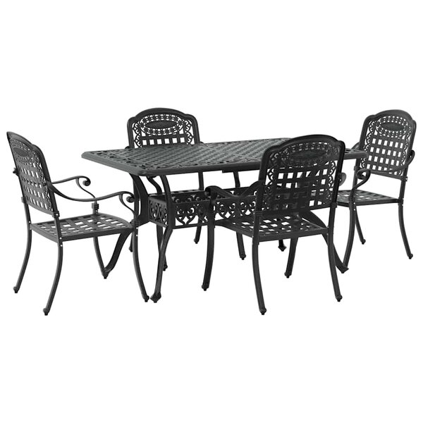 vidaXL Ensemble de salle à manger pour jardin 5 Pièces Noir Aluminium