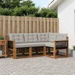 vidaXL Ensemble de canapés d'extérieur 4 pc Naturel et gris clair