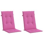 vidaXL Coussins de chaise de jardin à dossier haut lot de 2 rose tissu