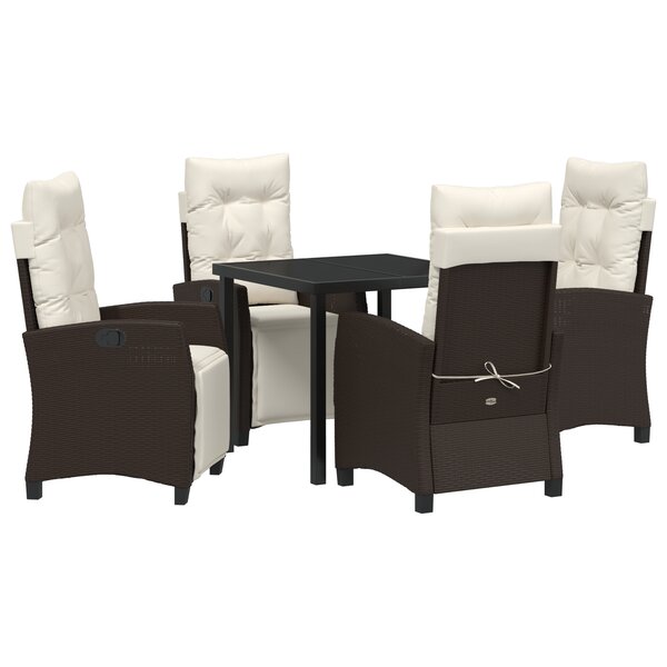 vidaXL Ensemble de jardin 5 pièces Rattan poly brun