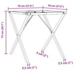 vidaXL Pieds de table à manger cadre en X 70x70x73 cm acier