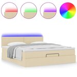 vidaXL Lit ottoman avec matelas et LED crème 180x200cm tissu