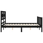 vidaXL Cadre de lit avec tête de lit noir 140x190 cm bois massif