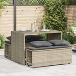 vidaXL Ensemble à manger de jardin 3Pièces coussins gris clair poly rotin