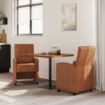 vidaXL Chaises de Salle à Manger avec Roues 2 Pièces Marron Simili cuir