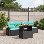 vidaXL Salon de jardin 5 Pièces avec coussins noir résine tressée
