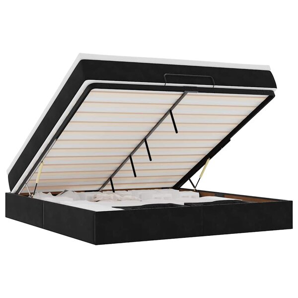 VidaXL Cadre de lit ottoman avec matelas noir 180x200 cm velours