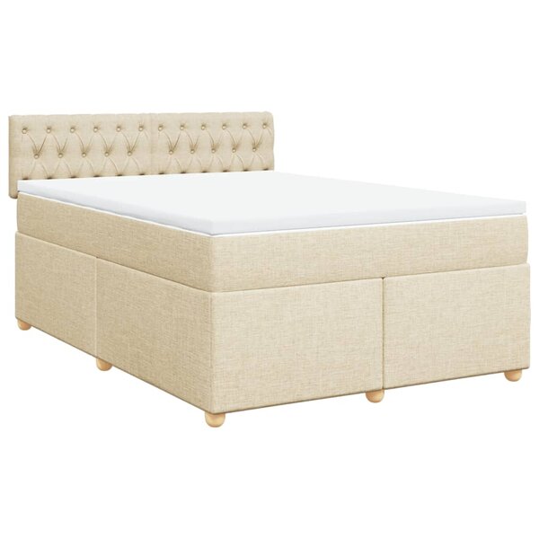 vidaXL Sommier à lattes de lit avec matelas Crème 160x200 cm Tissu