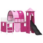 vidaXL Lit mezzanine pour enfants Blanc et rose 107 x 200 cm Métал