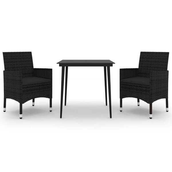 vidaXL Ensemble à manger de jardin coussins 3 Pièces Résine tressée Verre