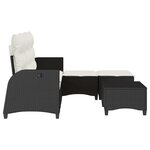 vidaXL Salon de jardin 3 Pièces avec coussins forme L noir résine tressée
