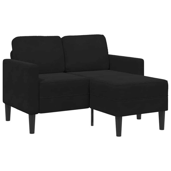 vidaXL Canapé 2 places avec méridienne en L noir 125 cm velours