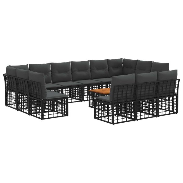 vidaXL Ensemble de canapés d'extérieur 14 Pièces Noir et Gris foncé
