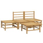 vidaXL Salon de jardin 4 Pièces avec coussins gris clair bambou