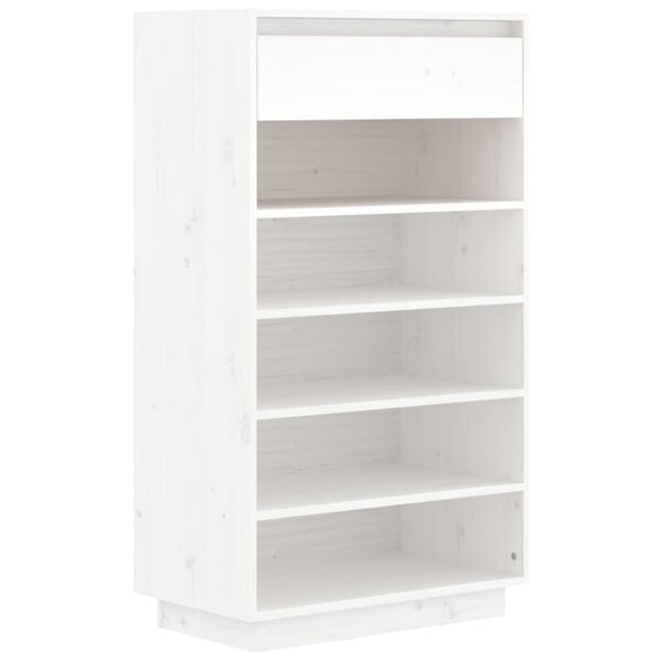 vidaXL Armoire à chaussures Blanc 60x34x105 cm Bois de pin massif