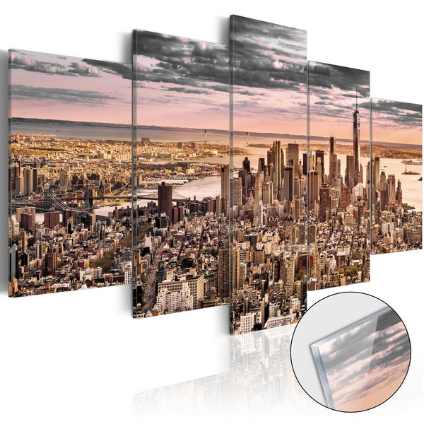 Tableau sur verre acrylique - new york city: morning sky [glass] l x h en cm 100x50