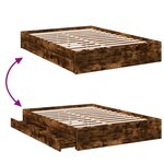 vidaXL Cadre de lit avec tiroirs sans matelas chêne fumé 140x200 cm